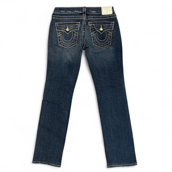 True Religion DISCO BILLY BIG T Bootcut Jeans 28 Crystals Double Stitch Flap USA - Picture 2 of 12